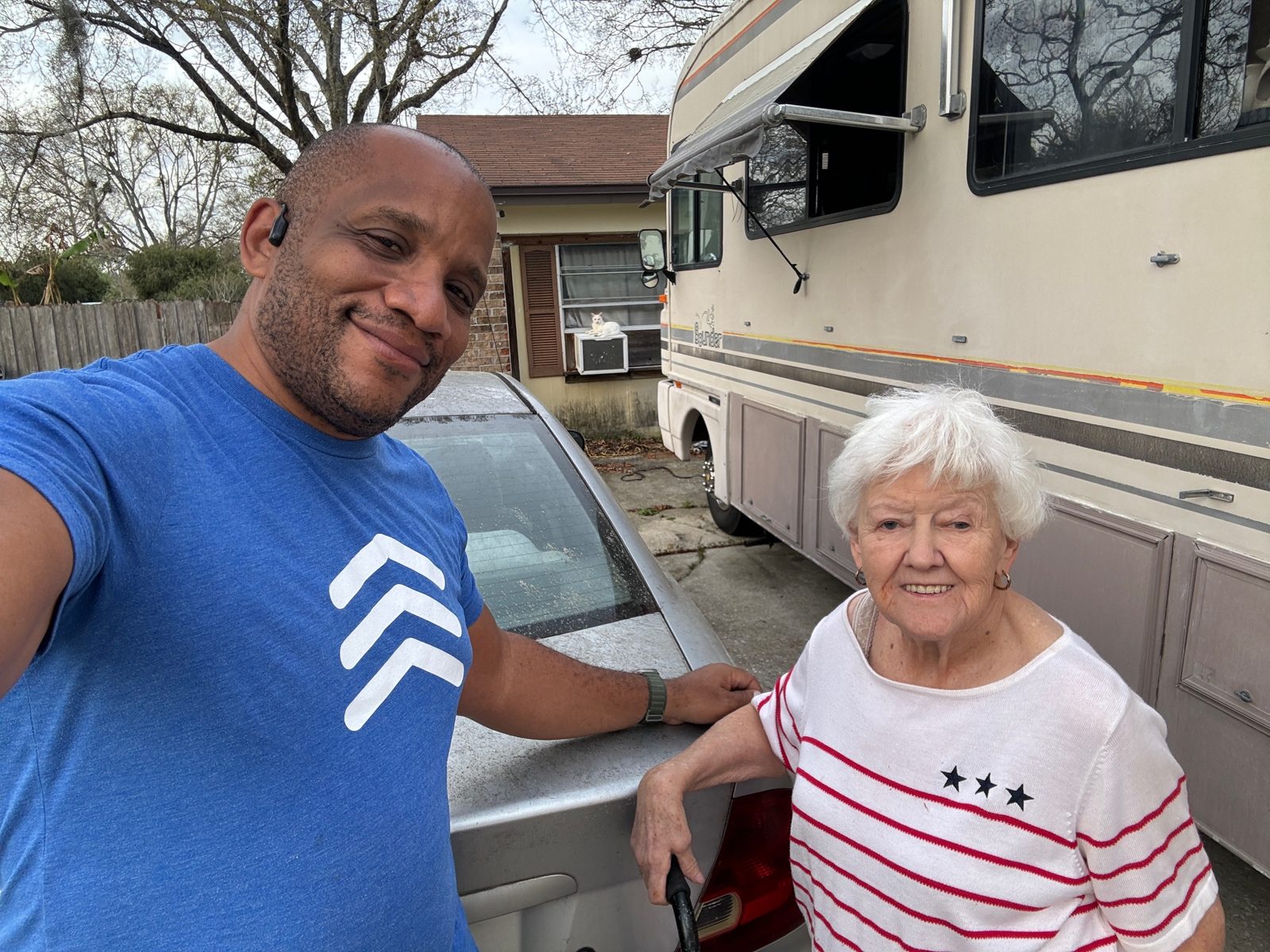 Chris Moore with a Northeast Florida homeowner discussing options